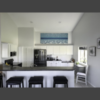 Endless 90x30 Panoramic Large underwater photograph of the sand and light rays hanging above kitchen cabinets