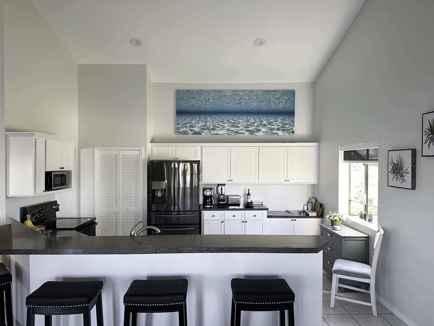 Endless 90x30 Panoramic Large underwater photograph of the sand and light rays hanging above kitchen cabinets