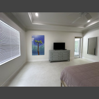large underwater photograph of a single mangrove tree on a wall in a bedroom
