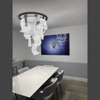 Turtle Eclipse of the Sun 60x40 in dining room underwater photograph of a green sea turtle hangs in an elegant dining room